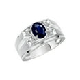 thumbnail image 5 of RYLOS Men's Rings 14K White Gold Rings Classic Designer Style 8X6MM Oval Gemstone &  Diamond Ring Sapphire September Birthstone Rings For Men Size 13, 5 of 6