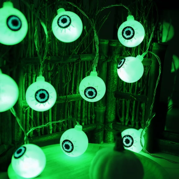 Ninonly Halloween Eyeball String Lights,16FT 30LED Halloween Light Outdoor Battery Operated,8 Modes Green Eyeballs Halloween Decorations Waterproof for House Party Garden Yard Outdoor Halloween Decor