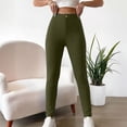 thumbnail image 2 of Tqcoqu Women's High Waist Stretch Skinny Pants,Solid Slim Fit Casual Ankle Length Button Closure Trousers for Workout Yoga, 2 of 7