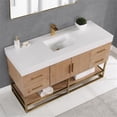 thumbnail image 4 of Bianco 60" Wood Vanity in Light Brown with  Composite Stone Top without Mirror, 4 of 15