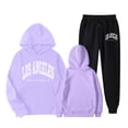thumbnail image 4 of Los Angeles Hoodie and Sweatpants Set for Women Fall Winter Hooded Sweatshirt and Jogger 2 Piece Set Women's Tracksuit, 4 of 6
