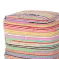 thumbnail image 2 of Noble House Paisley Boho Jute and Chindi Pouf in Multicolor, 2 of 7