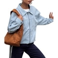 thumbnail image 1 of Abrigo Informal de Ante con Solapa y Larga para Mujer, Chaqueta Holgada A para , Otoño e Invierno Azul L, 1 of 8