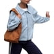thumbnail image 1 of Abrigo Informal de Ante con Solapa y Larga para Mujer, Chaqueta Holgada A para , Otoño e Invierno Azul L, 1 of 8
