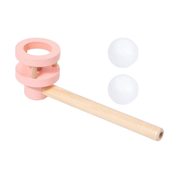 Juguete de bola de soplado de madera Juego de bolas de tubo de soplado flotante Juguete educativo para regalo de cumpleaños Goodie Bag Stuffers Rosado rojo Salvador Bola de soplado flotante