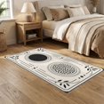 thumbnail image 2 of ODIKA 5'x7' Washable Area Rug Non-Slip, Low Pile, Stain Resistant Black Cream Geometric Elegance with Leaf Accents Circular Motif and Details in for Guest Room, Lounge, Apartment, 2 of 7