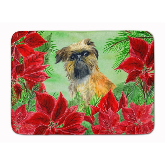 Brussels Griffon Poinsettas Machine Washable Memory Foam Mat