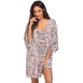 thumbnail image 4 of Ekouaer Women's Sleepshirt Deep V Neck Nightgown Batwing Nightshirt Oversized Sleepwear, 4 of 6