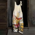 thumbnail image 6 of Women Vintage Oil Painting Floral Print Bib Overalls Loose Fit Cotton Linen Jumpsuit Casual Sleeveless Suspender Pants With Pockets XL, 6 of 6