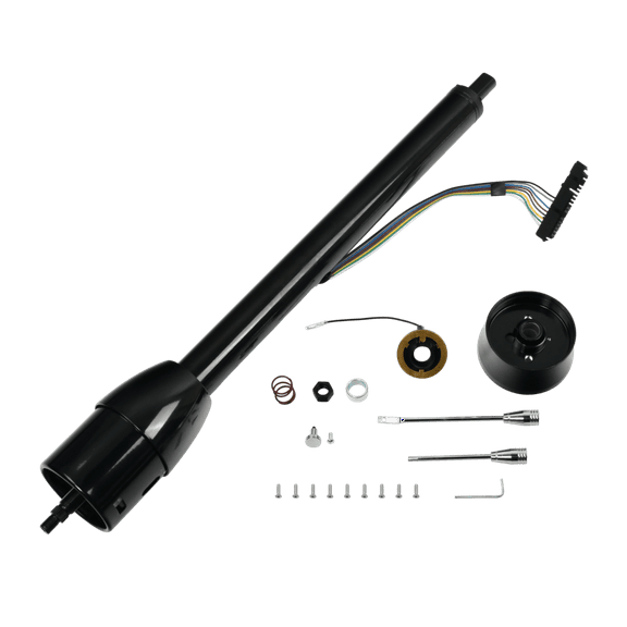 30" Stainless Steel Tilt Manual Universal Steering Column & Wheel Adapter No Key Black