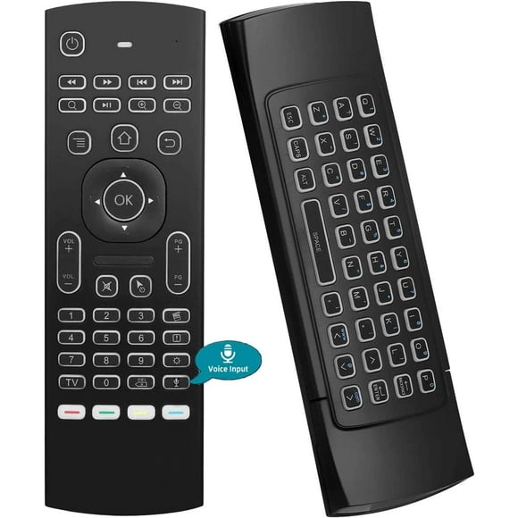 nipocaio Air Mouse, MX3 Pro Rétro-Éclairé Mini Clavier, Télécommande Vocale, Mini Clavier Sans Fil et IR Apprentissage à Distance, Idéal pour Framboise Pi 4 Android Smart TV Box HTPC IPTV PC Pad Xbox