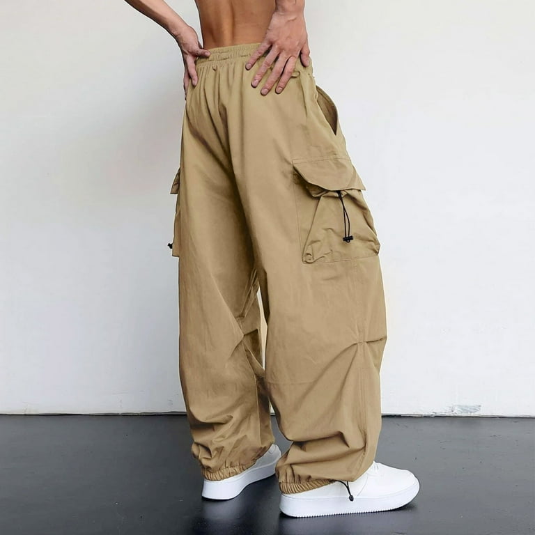 Baggy Cargo Pants Men 2026 Casual Elastic Waist Drawstring Loose