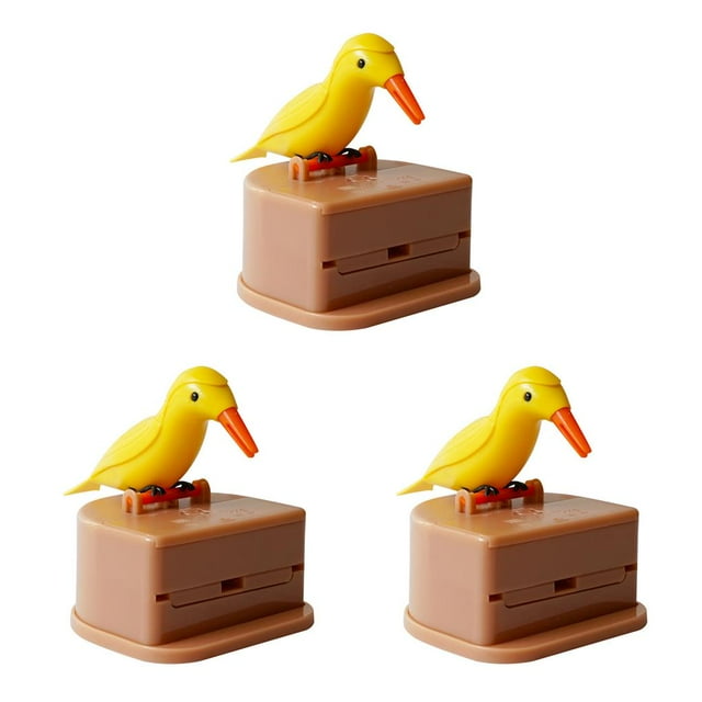 Injueey Caja de palillos de Estuche de almacenamiento de palillos de Dispensador automático Forma de pájaro Soporte de plástico ABS, Pájaro amarillo espalda rosa 3piezas Injueey CBP155259