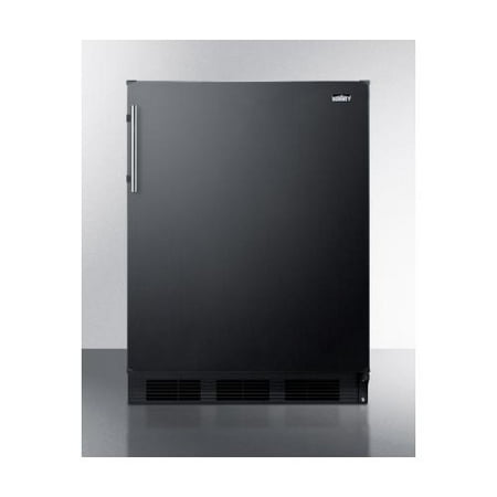 FF63BBIADA 5.5 Cu. Ft. Built-In Undercounter All-Refrigerator with Deluxe Interior Glass Shelves Wine Shelf Door Storage and Adjustable Thermostat in Black