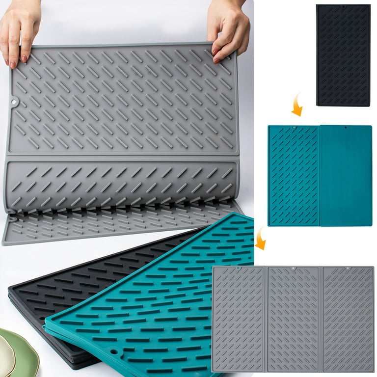 Dish Drying Mat for Kitchen Counter, Heat Resistant Drainer Mats