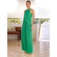 thumbnail image 6 of Women'S 2 Piece Outfits 2025 Summer Casual Sleeveless Mock Neck Crop Tops Wide Leg Pants Set Green M, 6 of 7