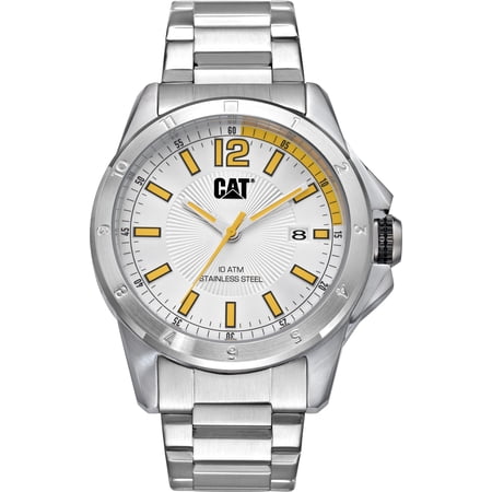 Caterpillar by Caterpillar Men s Stainless Steel Wristwatch  Silver  Yellow