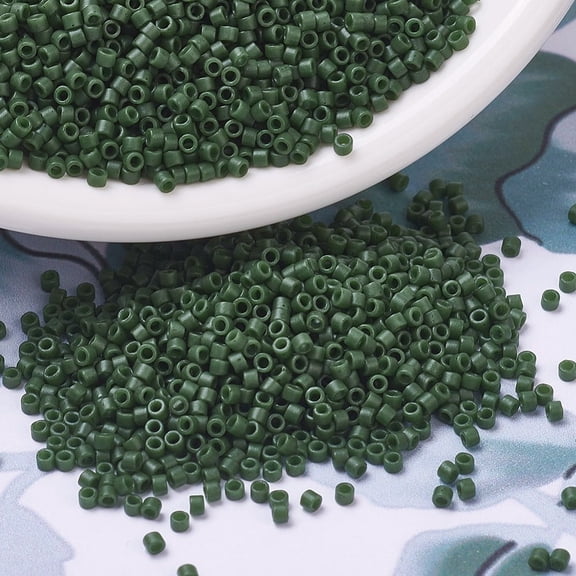 MIYUKI Delica Beads Cylinder Japanese Seed Beads 11/0 (DB0797) Dyed Semi-Frosted Opaque Jade Green 1.3x1.6mm Hole: 0.8mm about 2000pcs/10g