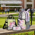 thumbnail image 2 of Xoenoiee Axolotl Astronaut Rocket Planet Star Print 3pcs Clear Backpack Schoolbag for Girls Stadium Approved Elementary Bookbag with Lunch Box Pencil Case 3 In 1 Casual Daypack with Adjuatable Strap, 2 of 5