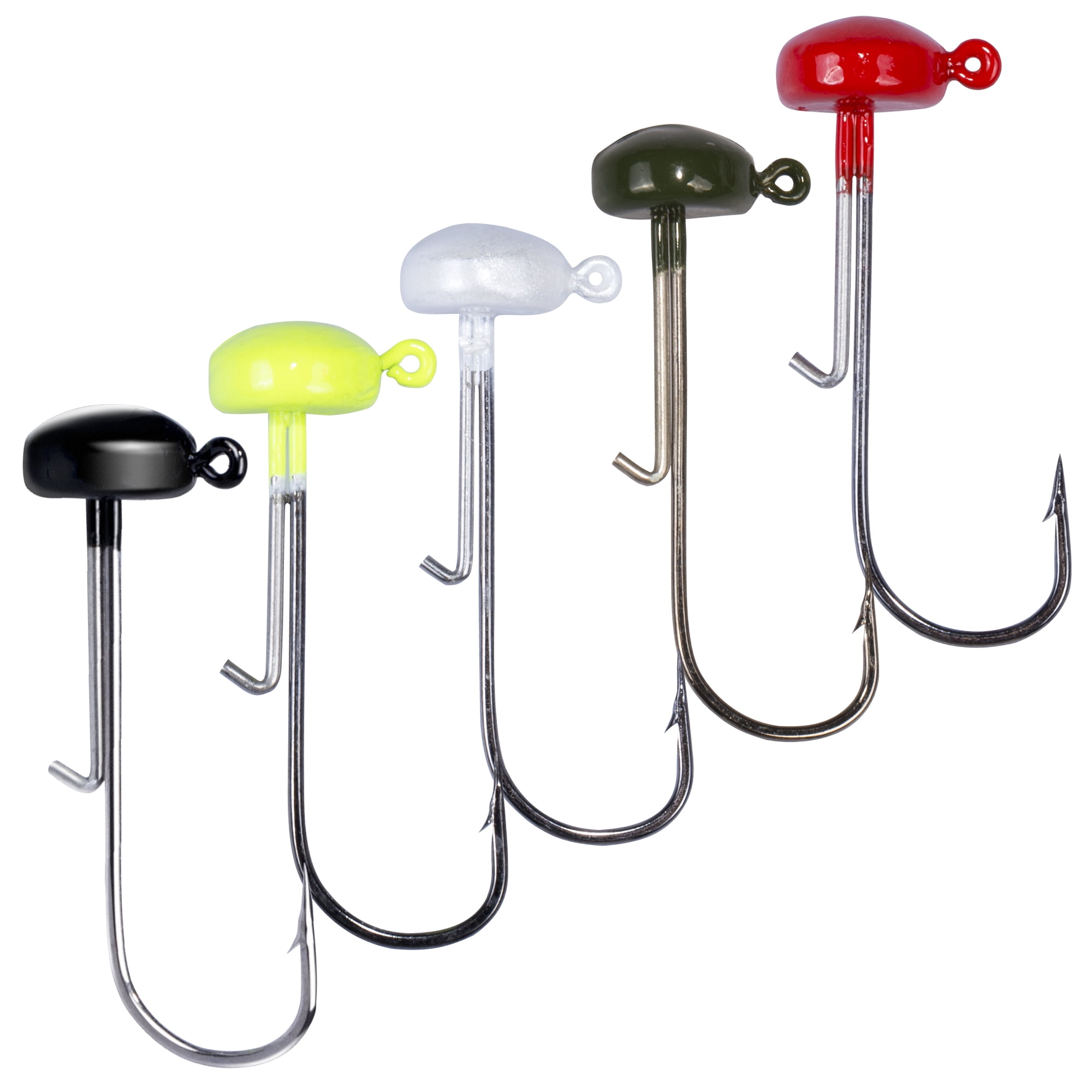 Bombrooster Bright Colored Mushroom Head Jigs, 25-Pack Weedless Ned Rigs for Bass - 1/8oz, 3/16oz, 1/4oz Sizes