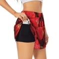 thumbnail image 2 of Bixox Women's Strawberry Red pattern 2 in 1 Running Shorts - Lightweight Athletic Workout Gym Yoga Shorts Liner with Pockets - X-Large, 2 of 7
