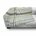 thumbnail image 3 of Green and Brown Soft Flannel Fleece Throw Blanket, Geometrical Half Circles Lines Curves Floral Design, Cozy Plush for Indoor and Outdoor Use, 50" x 70", Yellow Green Mint Green, by Ambesonne, 3 of 6