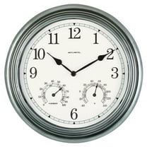 AcuRite 00920 14-Inch Pewter Indoor/Outdoor Wall Clock with Thermometer and Hygrometer