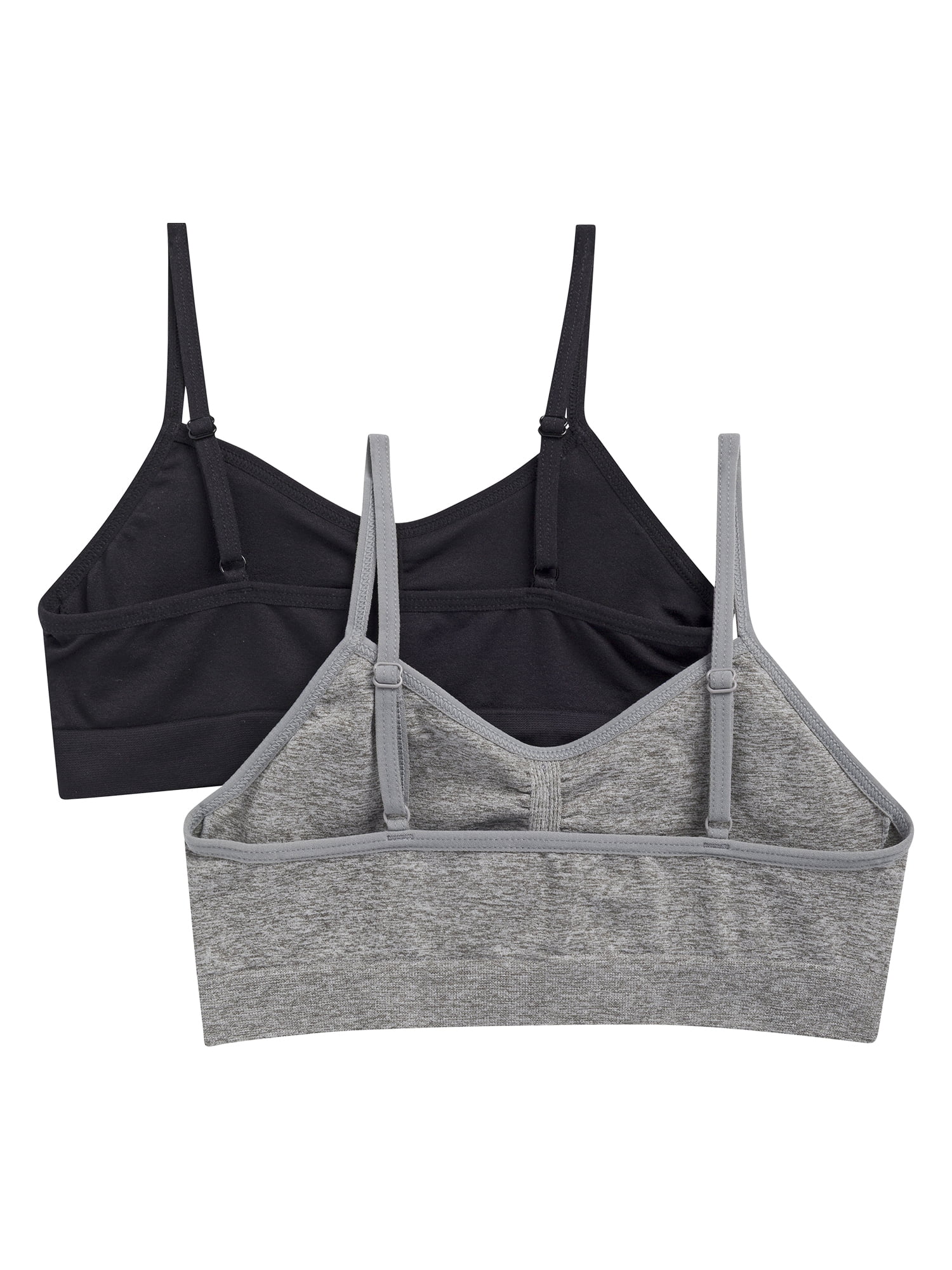 Wonder Nation Girls' Seamless Ruched Recycled Bra, 2-Pack, Sizes XS-2XL