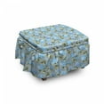 thumbnail image 1 of Garden Ottoman Cover, Botanical Design Dots, 2 Piece Slipcover Set with Ruffle Skirt for Square Round Cube Footstool Decorative Home Accent, Standard Size, Blue Grey Sage Green, by Ambesonne, 1 of 5