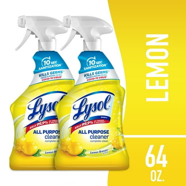 Lysol, All Purpose Cleaner, Spraying Bottles, Lemon Breeze Scent, 64Oz, Complete Clean,(2 pack)