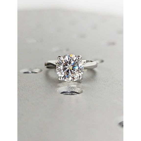 1.00 CT Moissanite Solitaire Engagement Rings 6-Prong Round 14k Solid White Gold Over Jewelry (7 no)
