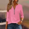 thumbnail image 2 of mihongmao Black * Friday Fashion Women's Casual Printed Round Neck Long Sleeve T-shirt Blouse Zipper Tops Pink XXL, 2 of 5