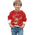 thumbnail image 2 of Boys Sweatshirts Boys Girls Christmas Reindeer Crew Neck Long Sleeve Hoodless Sweatshirt Red 5-6 Years, 2 of 4