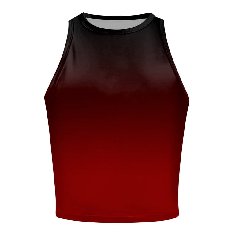 Basic Camisole For Women Tanks Tops Gradient Racerback Crew Neck