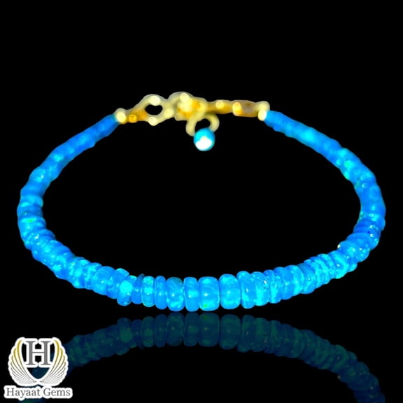 Sky Blue Opal Charm Bracelet: Sterling Silver Beaded Paraiba Opal Jewelry
