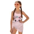 thumbnail image 2 of SEANATIVE Size 9-10 Years Girls Swimsuits One Piece Bathing Suit 2 Piece Set with Mesh Sarong Coverup Cut Out Beach Swimwear for Kids Teen Girl, Cartoon Cat Daisy Pink, 2 of 7