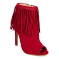 thumbnail image 1 of New Women Liliana Martha-1 Suede Fringe Peep Toe Stiletto Ankle Bootie, 1 of 6