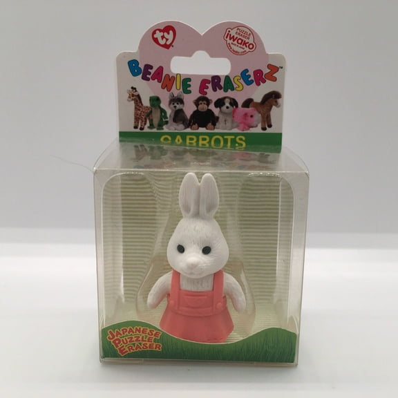 TY Beanie Eraserz - IWAKO Made in Japan -CARROTS Bunny Japanese Puzzle Eraser (BONUS 1 FUN CHOPS)