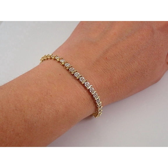 3MM 8Ct Round Lab Created Diamond Women's Tennis Bracelet 14K Yellow Gold Plated Silver