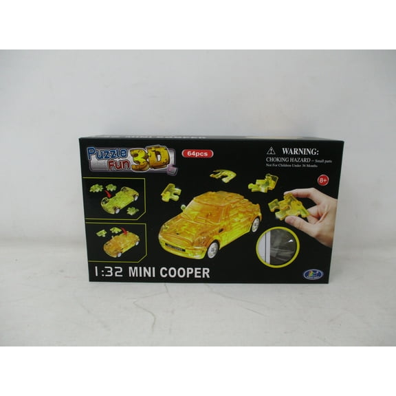 Puzzle Fun 3D 1:32 Mini Cooper- Translucent Yellow- 64 pieces