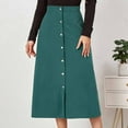 thumbnail image 6 of Annhoo Corduroy Skirts for Women Button down Casual High Waisted Midi Skirt Loose Solid Color A Line Skirt, 6 of 9