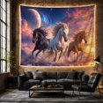 thumbnail image 6 of Three Horses Galloping in Shallow Water Against a Cosmic Sky, Majestic Fantasy for Nature Lovers, Celestial Equine Wall Art, Birthday Gift Tapestry Wall Hanging for Bedroom and Living Room, 6 of 7