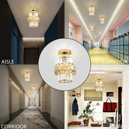 

TUOBARR Mini Chandelier Crystal Ceiling Light Semi Flush Mount Ceiling Lighting Fixture Modern Crystal Ceiling Lamp
