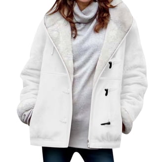 Yihaojia Women's Faux Shearling Shacket Jacket - Oversized Zip Up Winter Coat, Long Sleeve, Shaggy Outwear