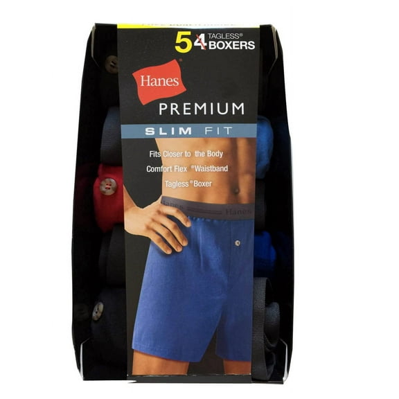 Hanes Men's Tagless Polyester Boxer Briefs, Multicolor (5 Pack)