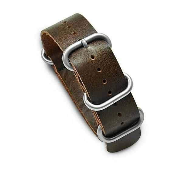 22mm Military MoD Vintage Distressed Leather Watch Strap Brushed - Brown