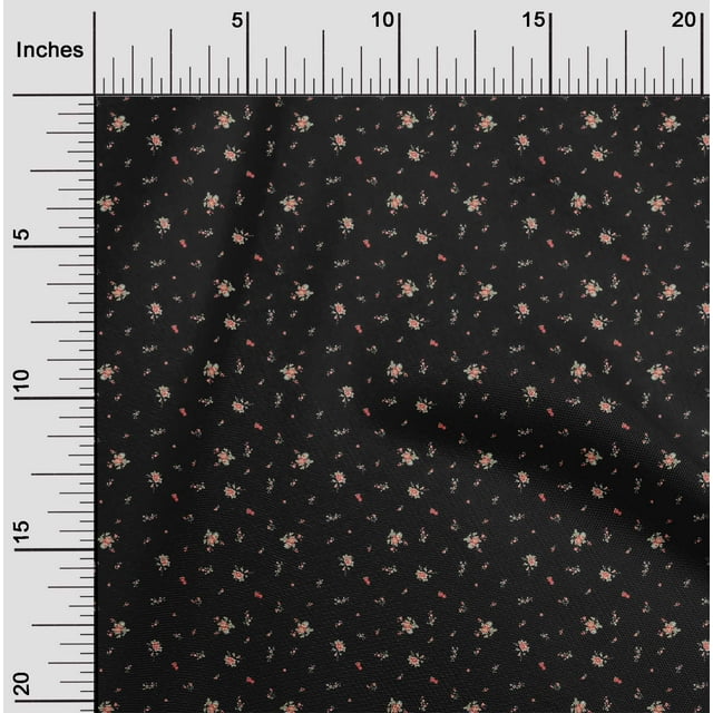 oneOone Polyester Lycra Fabric Leaves & Flower Floral Printed Fabric 1 Yard 56 Inch Wide