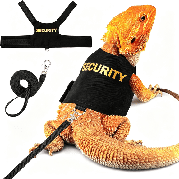GASTROPOD Bearded Dragon Harness and Leash Set Escape-Proof Adjustable Lizard Reptiles Harness with 5 Ft Short Leash for Walking Outdoor,Waist Leash for Dog Walking (Security)
