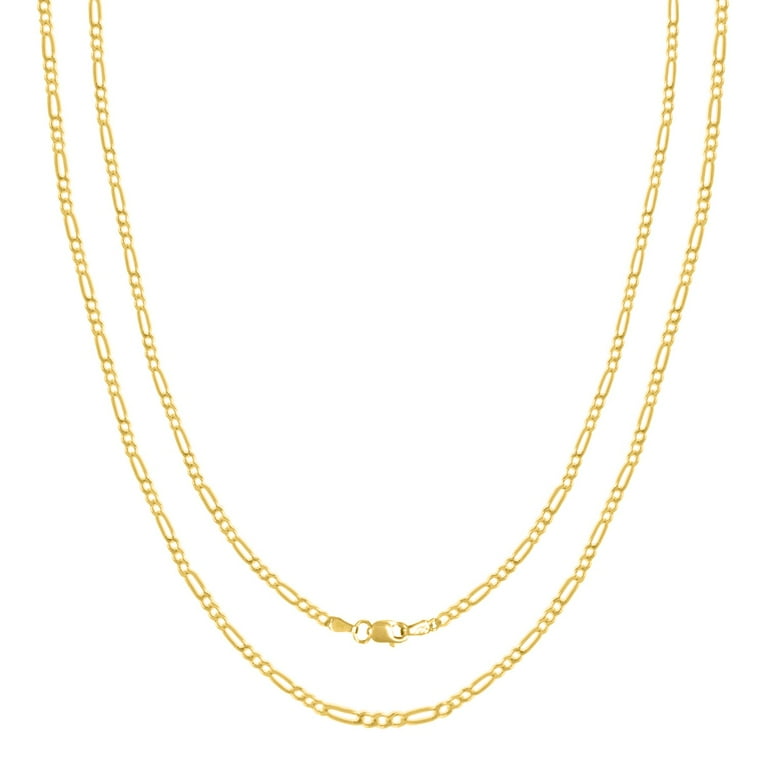 10K Yellow Gold Figaro Chain Necklace for Men and Women