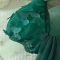 thumbnail image 6 of Fgnfyis Girls Summer Dress Puff Sleeves 3D Overlay Elegant Party Toddler Kids Mesh Dress for Girls Dark Green 7-8 Years, 6 of 8